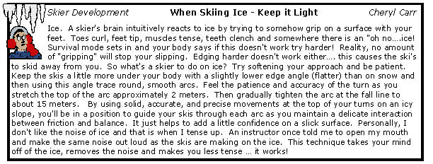 skier development - skiing on ice